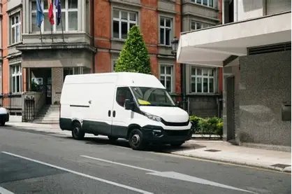 Delivery van on an urban route